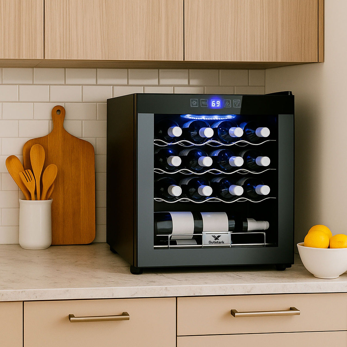 Cava Vinos Enfriador 19 Botellas Moderno Pantalla 60 Lts