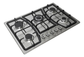 Parrilla Estufa Gas Lp Natural 5 Quemadores 76 cm en Acero Inoxidable y quemador central