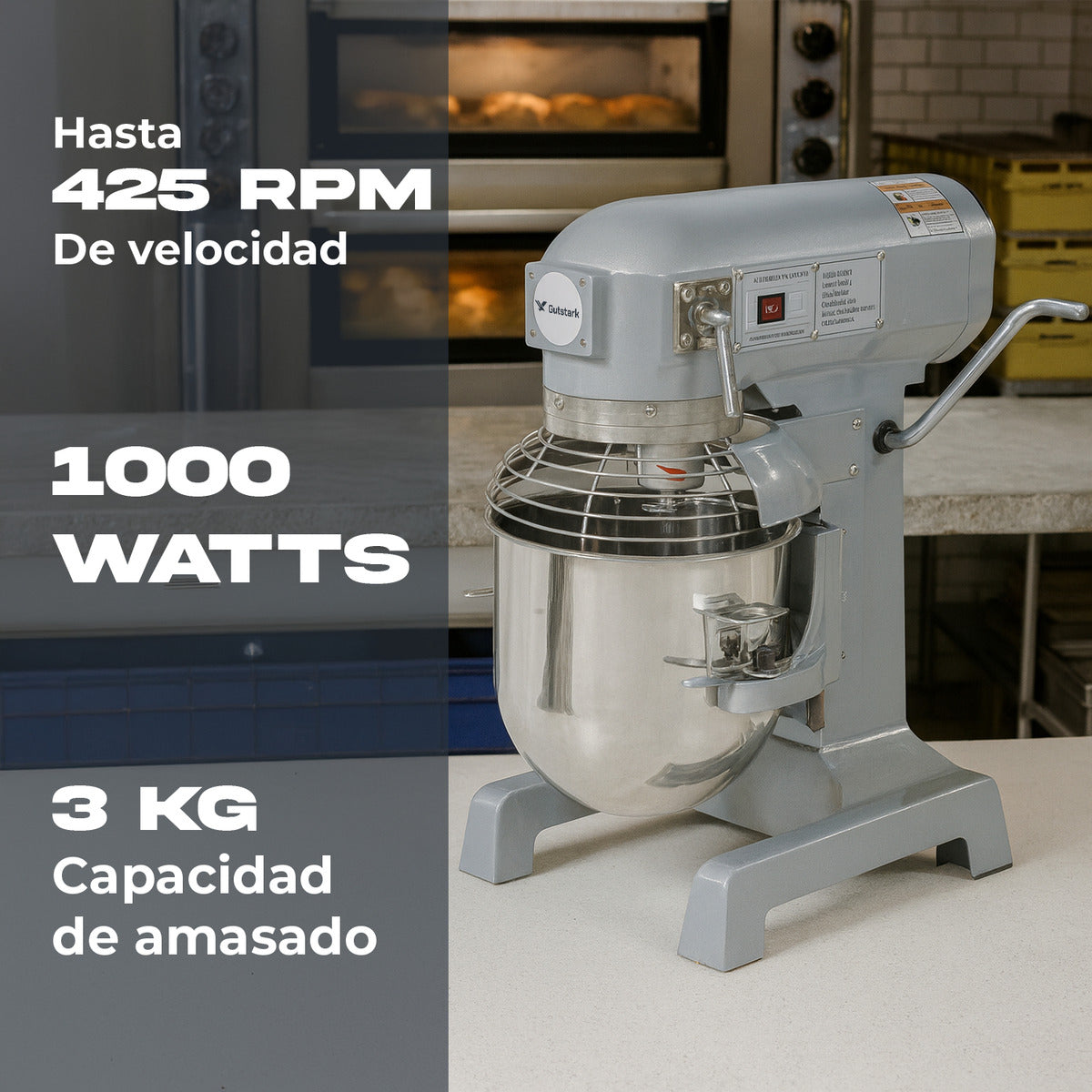 Batidora de pedestal industria 20LT  Gutstark plata 60 Hz 127 V