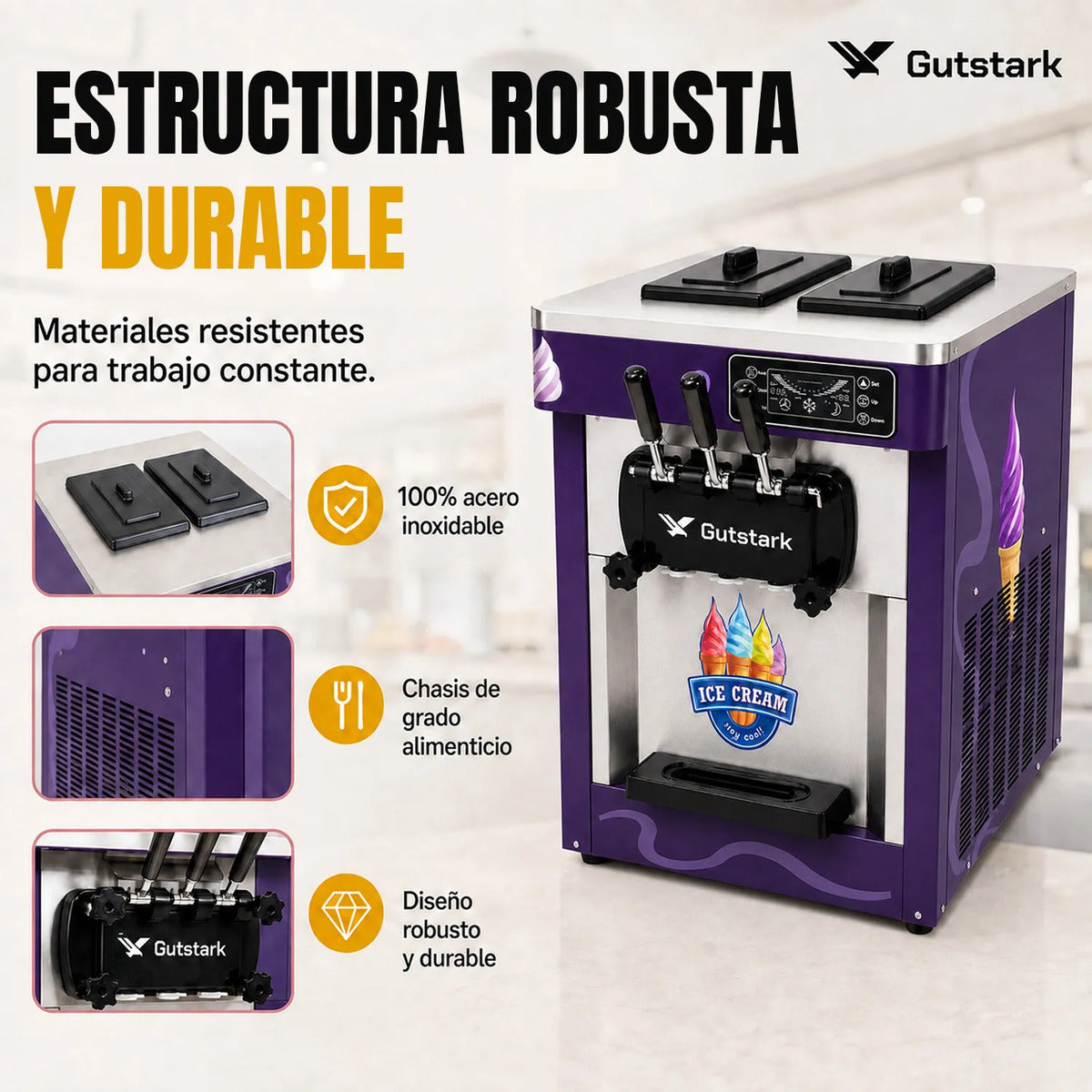 Maquina Helado Yoghurt Suave Nieve Comercial Helados 1800w
