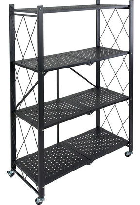 Estante Anaquel Organizador Plegable 4 Niveles Rack Metalico Color Negro