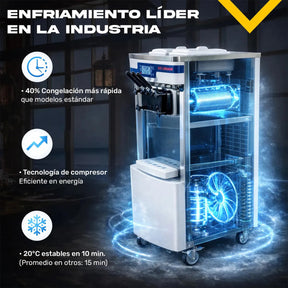 Máquina De Helado Suave Comercial Doble Tolva 3 Sabores 9l