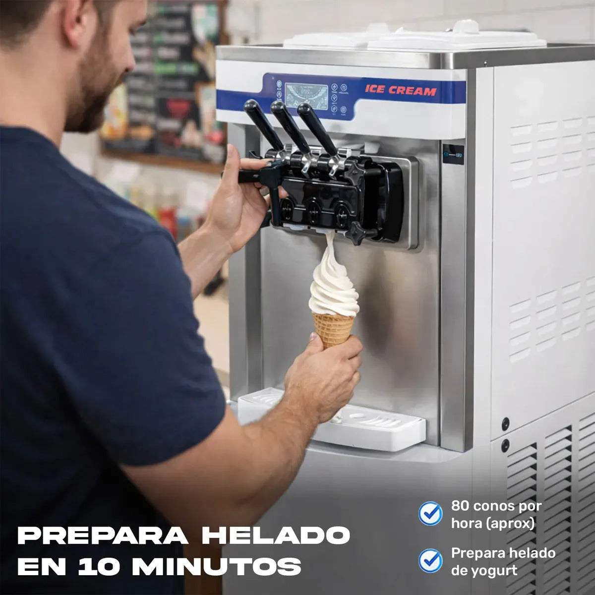 Máquina De Helado Suave Comercial Doble Tolva 3 Sabores 9l