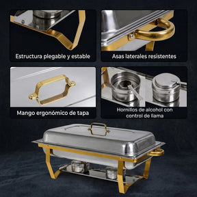 Bufetera 44l Chafing Dish 4pz Acero Inoxidable Vaporera Chef