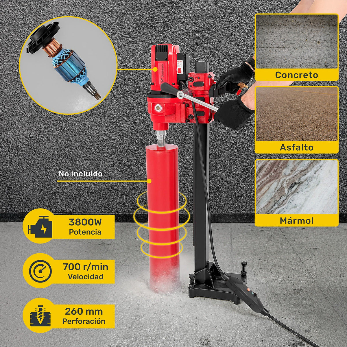 Taladro Perforador Concreto Cemento Hormigon 8 Pulgadas
