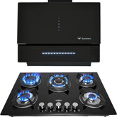 Combo Campana Extractor Silencioso Plegable + Parrilla Cristal 5 Quemadores