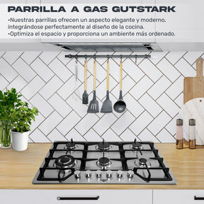Parrilla de Gas Empotrable 6 Quemadores Acero Inoxidable