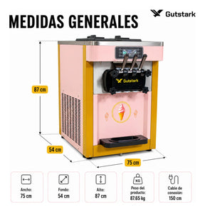 Maquina Helado Suave Mostrador 28l/h 3 Salidas 950w