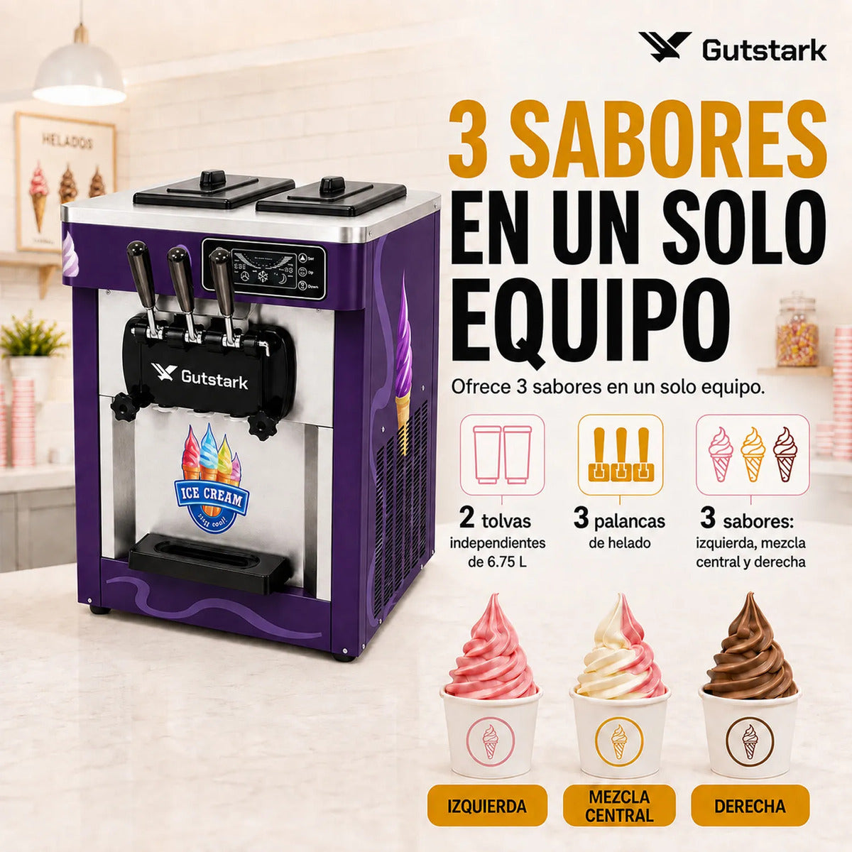 Maquina Helado Yoghurt Suave Nieve Comercial Helados 1800w