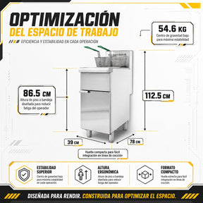 Freidora Industrial Aceite 24l Gas 3 Quemadores Acero Inox