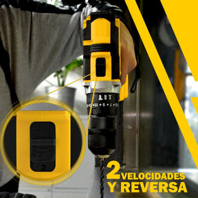 Taladro Rotomartillo Percutor Inalambrico 1/2'' 1300RPM 300W C/2batería 69pz