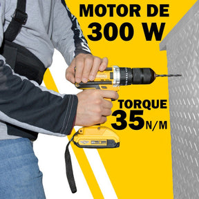 Taladro Rotomartillo Percutor Inalambrico 1/2'' 1300RPM 300W C/2batería 69pz