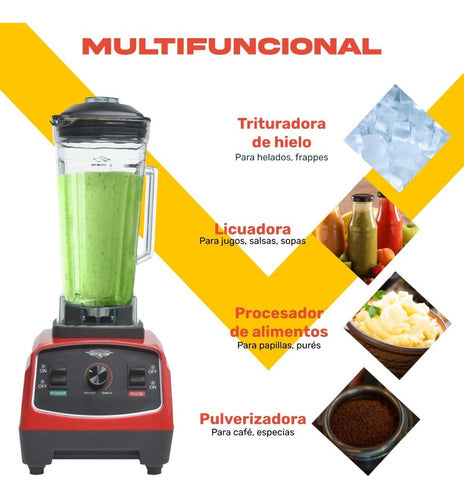 Licuadora Profesional 1500w 2.2l Blender Industrial 6 Aspas