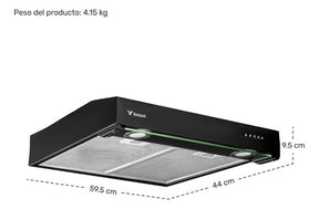 Campana Extractora Negra Cocina 60 Cm Gabinete Acero Inox