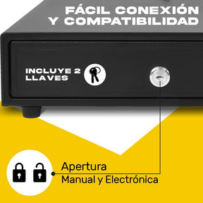 Cajon De Dinero Metalico Caja Automatica 4 Billetes 5 Monedas Cable Rj11 Acero
