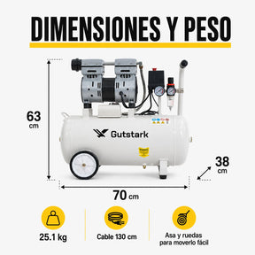Compresor Aire Electrico Tanque Portatil 50 L 127v 750w 1hp