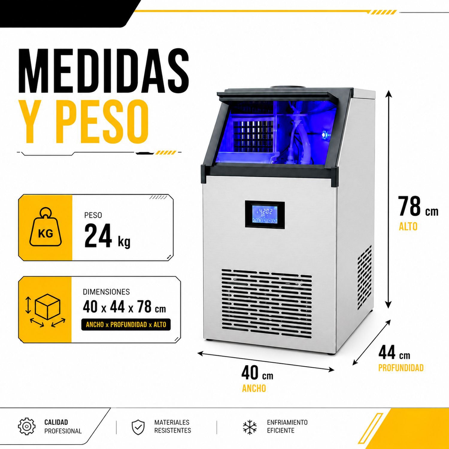 Maquina Fabricadora Hielo Comercial 70 Kg Dia Restaurante