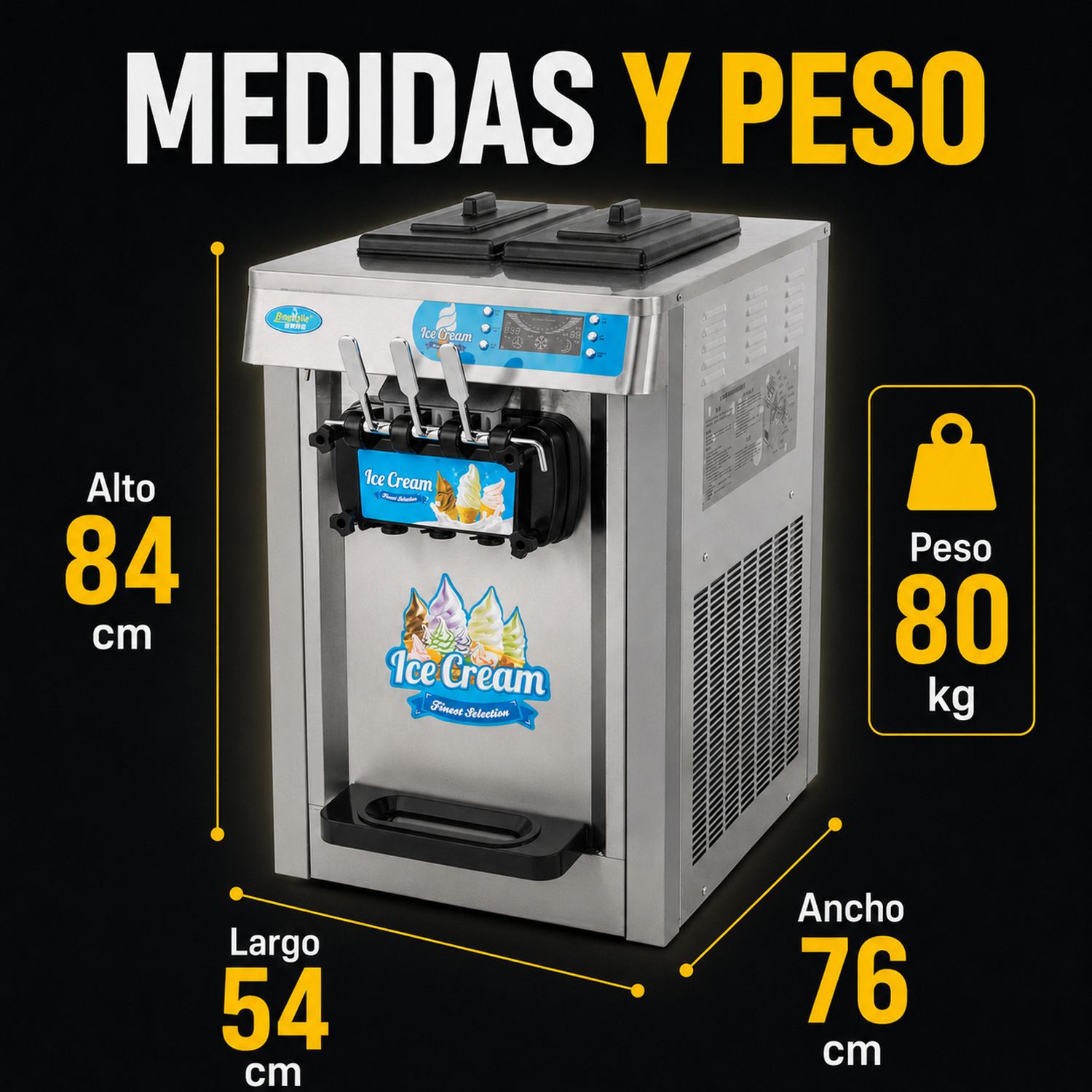 Maquina Helado Suave Yogurt Nieve Comercial 3 Sabores