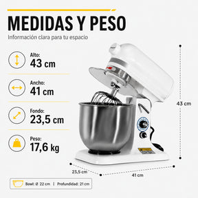 Batidora Pedestal 3 En 1 Industrial 7 Litros 650rpm 300w