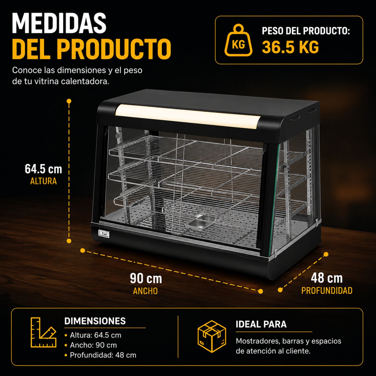 Vitrina Exhibidor Sobre Mostrador Alimentos Calientes