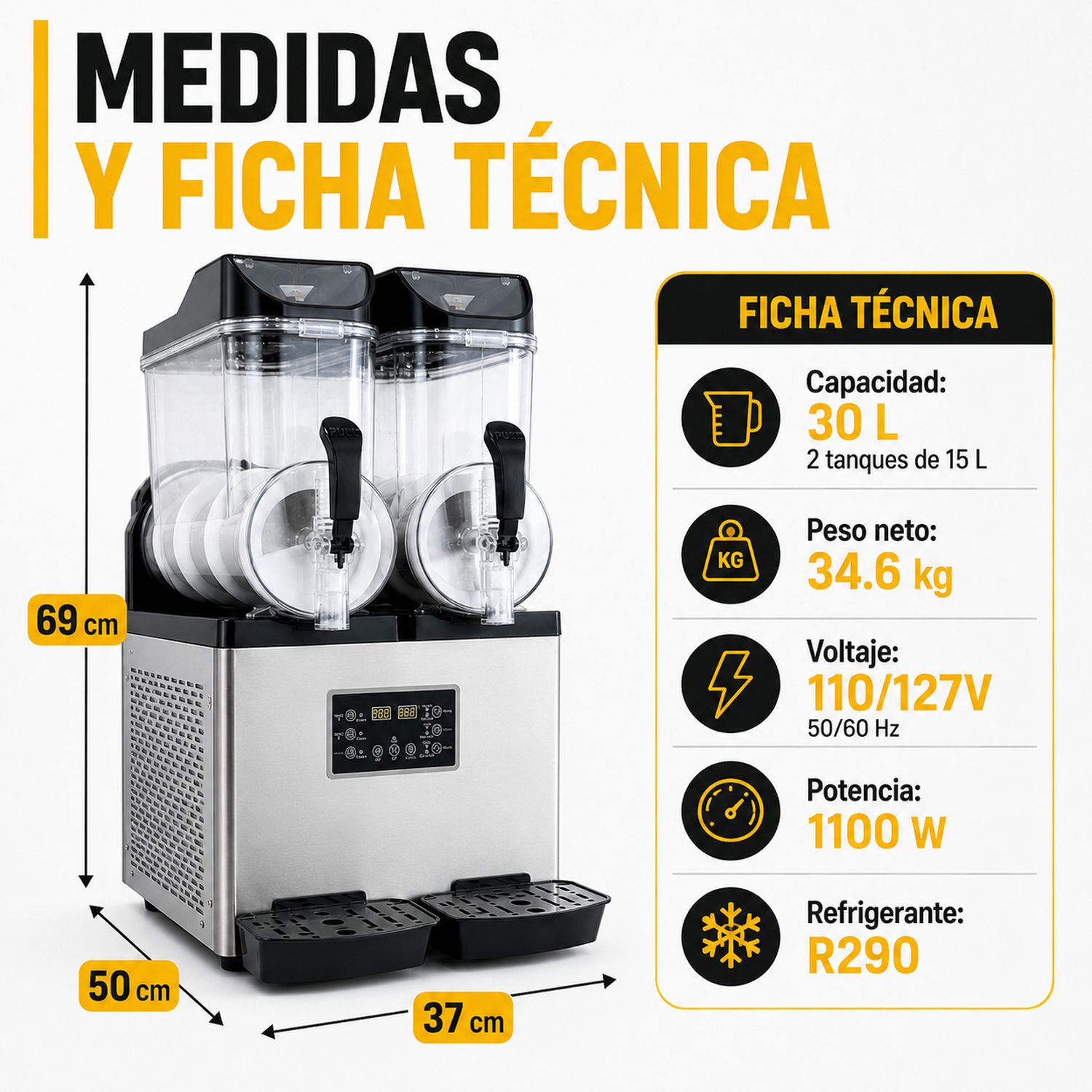 Maquina Para Smoothies Frapes Raspados Industrial 30 Litros