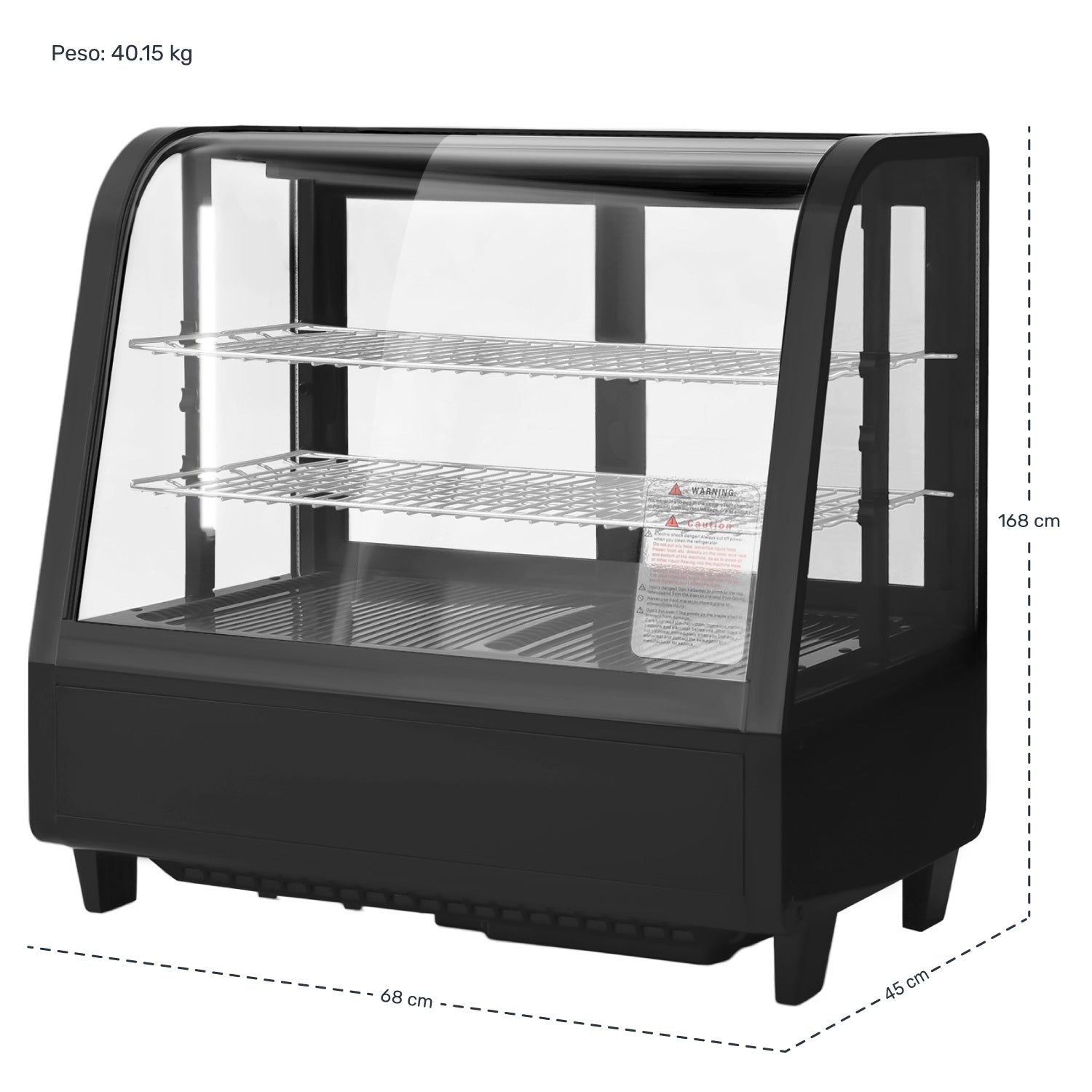 Vitrina Gutstark 110V Refrigerador Sobre Mostardor Vidrio Templado Curvo