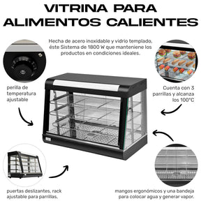 Vitrina Exhibidor Sobre Mostrador Alimentos Calientes