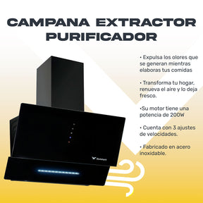 Campana Extractor Tactil Touch Purificador 60 Cm Cristal Templado
