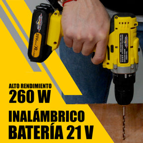 Taladro Atornillador Inalambrico 1360RPM 26pz + Extensor Desatornillador