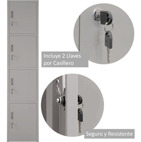 Locker Metalico 1 A 4 Puertas Casilleros Chapa 38.5x34x180cm