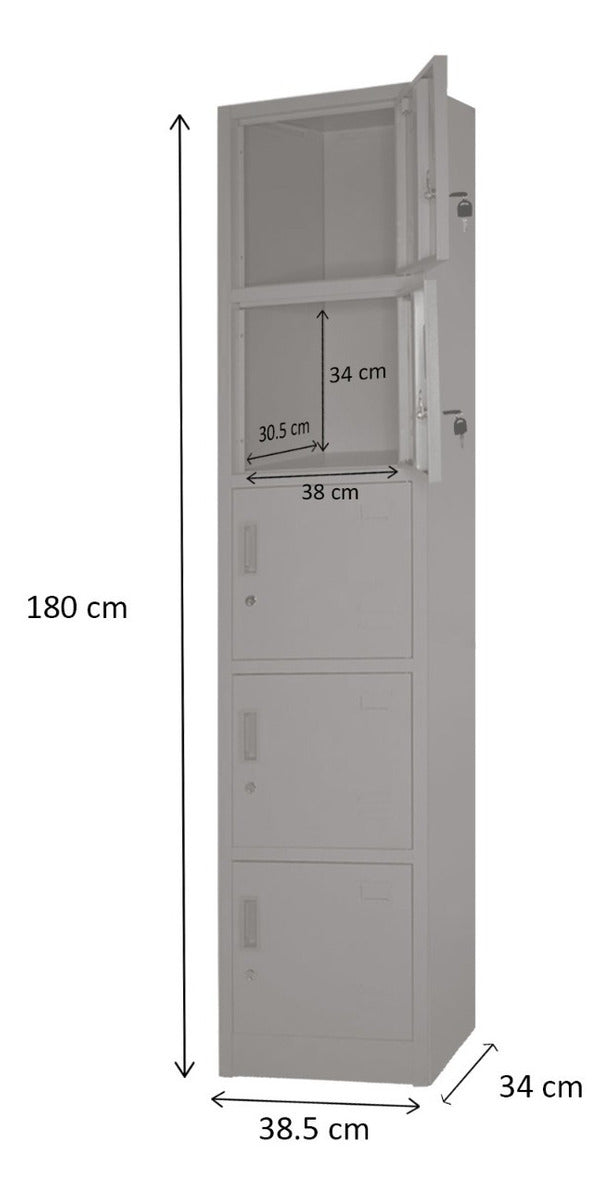 Locker Metalico 5 Puertas Casilleros Oficina Chapa 9x34x180